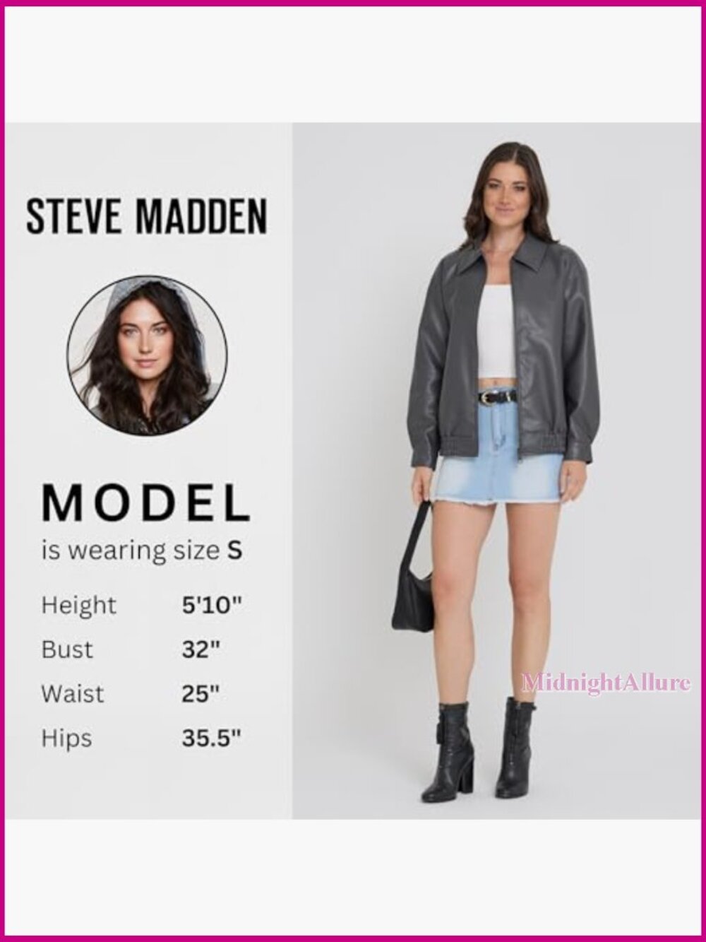 Faux Leather Oversized Bomber Jacket Plus Size Motorcycle Style - Picture 3 of 7